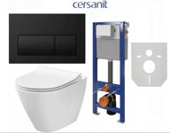 Cersanit AQUA 22 NÁDRŽ, WC MISA CITY OVAL, DUROPLAST, Soft Close, TLAČIDLO PRESTO čierna matná S701-494