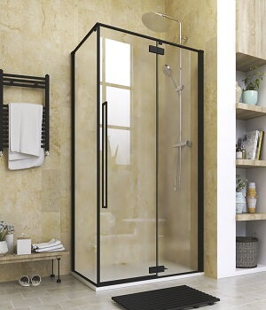 Aquatek JAGUAR R23 OBDĹŽNIKOVÝ SPRCHOVÝ KÚT 120x80, čierny, sklo číre