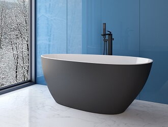 Besco GOYA MATT B&W 160 VAŇA VOĽNE STOJACA 160x70,6, čierna-biela z liateho mramoru WMMC-160GKW