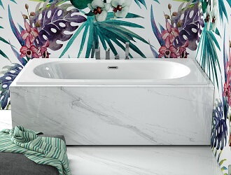 Besco VITAE SLIM+ 150 VAŇA OBDĹŽNIKOVÁ 150x75, biela sanitárny akrylát, sifón s prepadom zlatým WAV-150-SZ+