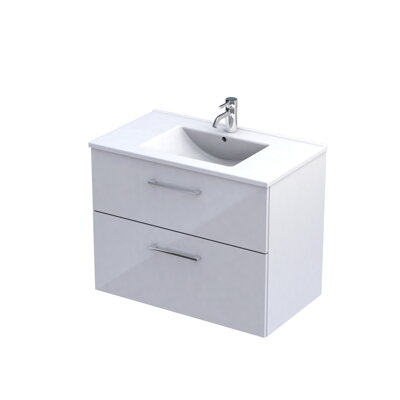 Oristo GEO SKRINKA S UMÝVADLOM 80 cm, biela lesklá KI01-ZD2S-80-1 sklad:TEXTILNÁ