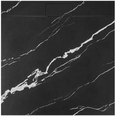 Rea BAZALT CARRARA BLACK ŠTVORCOVÁ SPRCHOVÁ VANIČKA 90x90, imitácia mramoru REA-K7003