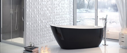 Excellent COMFORT 2.0 VAŇA VOĽNE STOJACA 175x74, bielo čierna akrylátová WAEX.CMP2.17WB