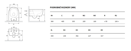 Excellent WC DOTO PURE RIMLESS SO SEDÁTKOM ZÁVESNÁ MISA, biela keramická CEEX.1404.485.WH