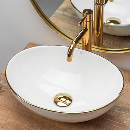 Rea SOFIA GOLD EDGE UMÝVADLO NA DOSKU, 41 cm, keramické REA-U3287