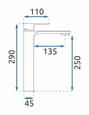Rea URBAN BATÉRIA UMÝVADLOVÁ VYSOKÁ, zlatá, 290 mm, REA-B9912