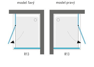 Aquatek BETTER R13 OBDĹŽNIKOVÝ SPRCHOVÝ KÚT 100x80, ľavý, sklo číre