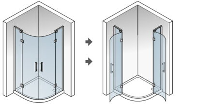 Aquatek CRYSTAL S7 ŠTVRŤ-KRUHOVÝ SPRCHOVÝ KÚT 90x90, sklo číre