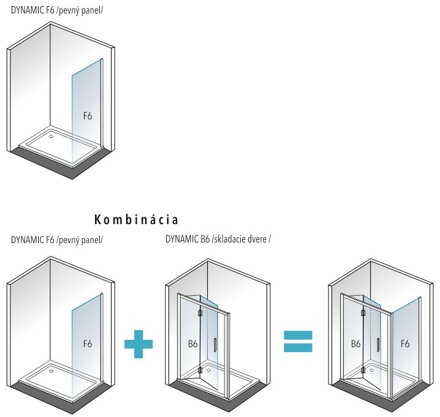 Aquatek DYNAMIC F6 70 PEVNÁ SPRCHOVÁ STENA do kombinácie, sklo grapé