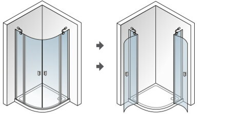 Aquatek GLASS S6 ŠTVRŤ-KRUHOVÝ SPRCHOVÝ KÚT 90x90, sklo frost