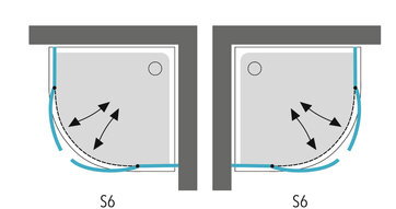Aquatek GLASS S6 ŠTVRŤ-KRUHOVÝ SPRCHOVÝ KÚT 90x90, sklo frost