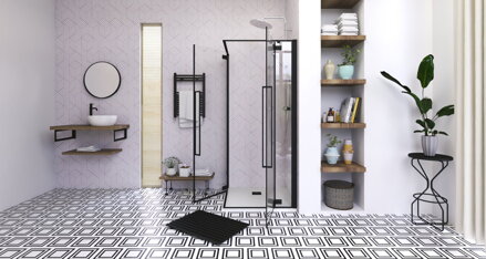 Aquatek JAGUAR A4 ŠTVORCOVÝ SPRCHOVÝ KÚT 90x90, čierny, sklo číre