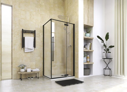 Aquatek JAGUAR R13 OBDĹŽNIKOVÝ SPRCHOVÝ KÚT 100x80, čierny, sklo číre