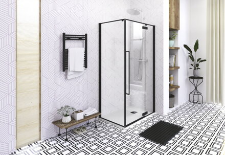 Aquatek JAGUAR R13 OBDĹŽNIKOVÝ SPRCHOVÝ KÚT 100x80, čierny, sklo číre