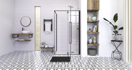 Aquatek JAGUAR R23 OBDĹŽNIKOVÝ SPRCHOVÝ KÚT 120x80, čierny, sklo číre