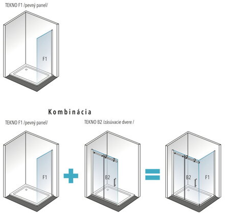 Aquatek TEKNO F1 75 PEVNÁ SPRCHOVÁ STENA do kombinácie, sklo číre