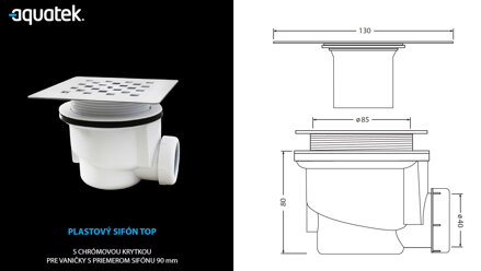 Aquatek TOP ŠTVRŤ-KRUHOVÁ SPRCHOVÁ VANIČKA 90x90 biela z liateho mramoru