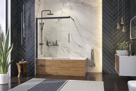 Aquatek WELLNESS BLACK KV2 120 VAŇOVÁ ZASTENA, sklo číre