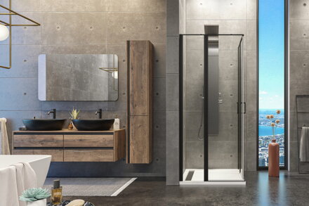 Aquatek YES BLACK A4 ŠTVORCOVÝ SPRCHOVÝ KÚT 90x90, čierny sklo číre