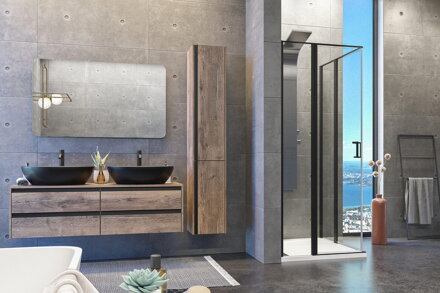 Aquatek YES BLACK A4 ŠTVORCOVÝ SPRCHOVÝ KÚT 90x90, čierny sklo číre