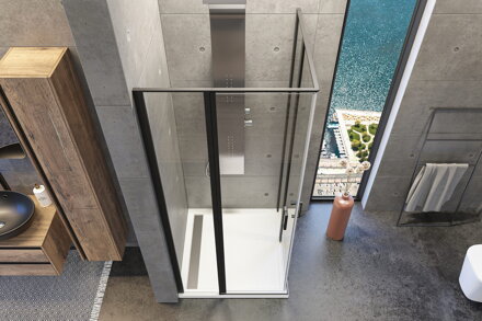 Aquatek YES BLACK A4 ŠTVORCOVÝ SPRCHOVÝ KÚT 90x90, čierny sklo číre