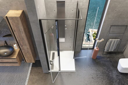 Aquatek YES BLACK A4 ŠTVORCOVÝ SPRCHOVÝ KÚT 90x90, čierny sklo číre