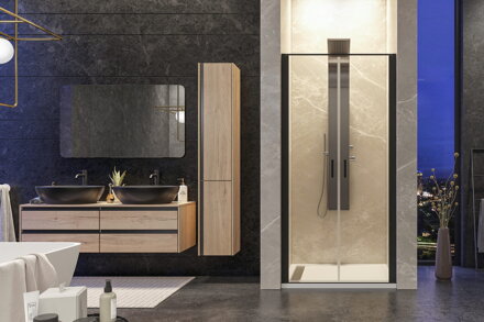 Aquatek YES BLACK B2 90 SPRCHOVÉ DVERE, čierne sklo číre