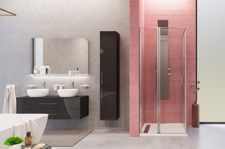 Aquatek YES A4 ŠTVORCOVÝ SPRCHOVÝ KÚT 90x90, chróm sklo grapé
