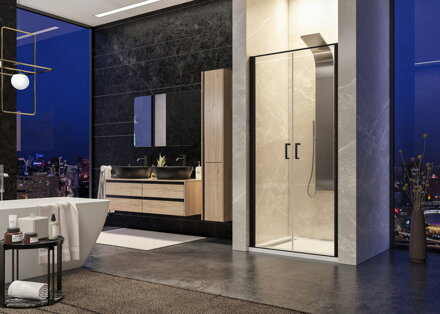 Aquatek YES BLACK B2 90 SPRCHOVÉ DVERE, čierne sklo číre