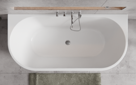 Besco VICA NEW 150 VAŇA VOĽNE STOJACA 150x80, biela sanitárny akrylát, klik-klak chróm - čistenie zhora WAS-150VNO
