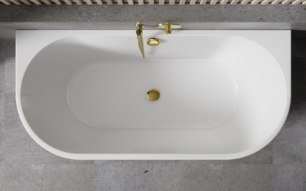 Besco VICA NEW 160 VAŇA VOĽNE STOJACA 160x80, biela sanitárny akrylát, s napúšťaním prepadom, klik-klak čierny WAS-160VNCN