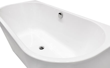 Besco VICA NEW 160 VAŇA VOĽNE STOJACA 160x80, biela sanitárny akrylát, s napúšťaním prepadom, klik-klak čierny WAS-160VNCN
