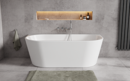 Besco VICA NEW 150 VAŇA VOĽNE STOJACA 150x80, biela sanitárny akrylát, klik-klak chróm - čistenie zhora WAS-150VNO