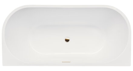 Besco VICA SLIM+ 150 VAŇA ASYMETRICKÁ 150x80 s prepadom, biela sanitárny akrylát, klik-klak chróm WAVS-150-S+