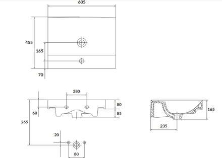 Cersanit LARGA UMÝVADLO NÁBYTKOVÉ 60 cm, keramické K120-009
