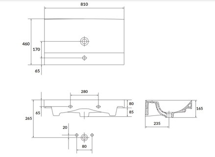Cersanit LARGA UMÝVADLO NÁBYTKOVÉ 80 cm, keramické K120-010