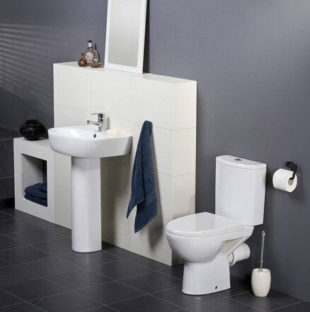 Cersanit PARVA WC MISA STOJACA, vodorovný odpad, bočný prívod vody 3/6 l + sedátko duroplast, biele keramické K27-001