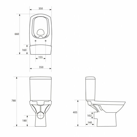 Cersanit CARINA WC MISA STOJACA BEZ SEDÁTKA, Clean On, biele keramické K31-045