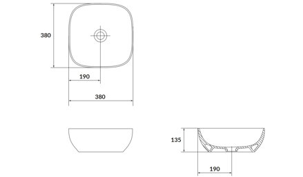 Cersanit LARGA UMÝVADLO NA DOSKU 38x38, hnedá matná K677-058