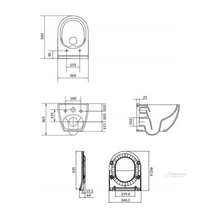 Cersanit CITY SQUARE SEDÁTKO DUROPLAST, ANTIBAKTERIÁLNE, Soft Close, Easy Off K98-0125