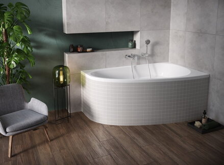 Cersanit JOANNA NEW 150x95 VAŇA ROHOVÁ ASYMETRICKÁ ĽAVÁ + nožičky, biela S301-167