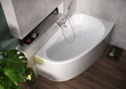 Cersanit JOANNA NEW 150x95 VAŇA ROHOVÁ ASYMETRICKÁ ĽAVÁ + nožičky, biela S301-167
