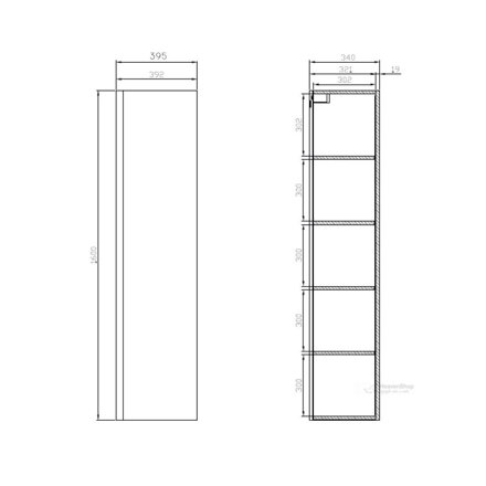 Cersanit MODUO SKRINKA VYSOKÁ BOČNÁ v demonte 160 cm, šedá S590-019-DSM