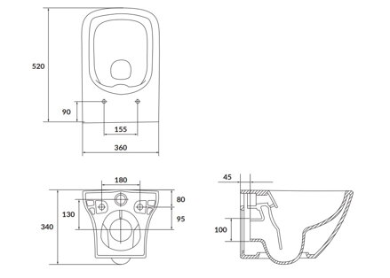 Cersanit LARGA SET B332 SQUARE WC MISA ZÁVESNÁ, CLEAN ON + SEDÁTKO SLIM, DUROPLAST, Soft Close, Easy Off, biele keramické S701-473