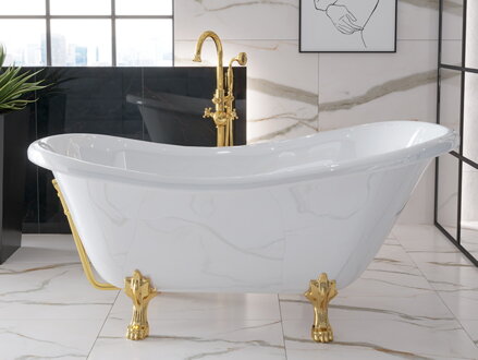 Besco OTYLIA 160 VAŇA VOĽNE STOJACA 160x77, biela sanitárny akryl, nohy biele WKO-160W+BI