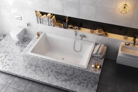 Excellent CROWN LUX VAŇA OBDĹŽNIKOVÁ, 190x120, biela akrylátová WAEX.CRO19WH
