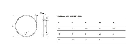 Excellent LUMIRO ZRKADLO OKRÚHLE S OSVETLENÍM 60 cm DOEX.LU060.AC