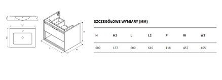 Excellent TUTO SKRINKA S UMÝVADLOM AS 60 cm, biela/dub