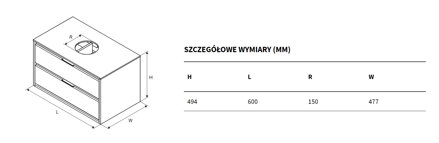 Excellent TUTO SKRINKA POD UMÝVADLO 60 cm, 2 zásuvky, čierna/dub MLEX.0104.600.BKBL