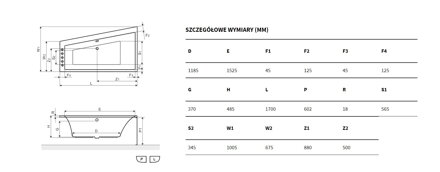 Excellent SFERA SLIM VAŇA ASYMETRICKÁ 170x100,5 ľavá, biela akrylátová WAEX.SFL17WHS